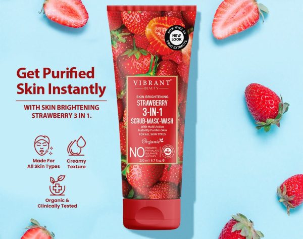 Vibrant Beauty Strawberry 3 In 1 Scrub-mask-wash Face Wash Deep Pore Cleansing Facial For Radiant Skin (200ml) ₨694