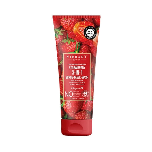 Vibrant Beauty Strawberry 3 In 1 Scrub-mask-wash Face Wash Deep Pore Cleansing Facial For Radiant Skin (200ml) ₨694